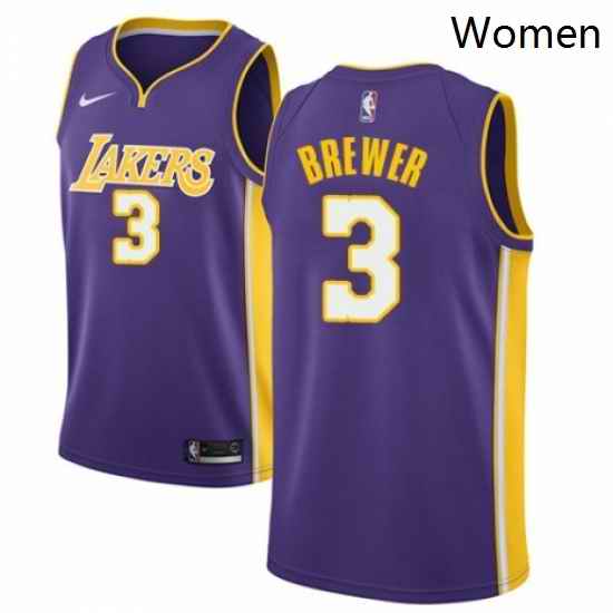 Womens Nike Los Angeles Lakers 3 Corey Brewer Authentic Purple NBA Jersey Icon Edition